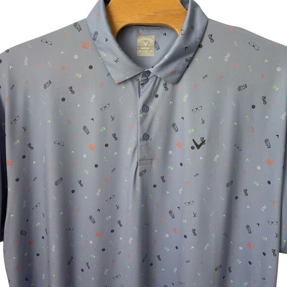 Callaway Golf Polo Shirt Mens Size 4X Blue All Over Print Opti-Dri Short Sleeve - Picture 1 of 5